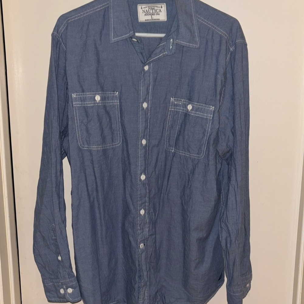 Nautica long sleeve light denim shirt ptp 25 length 30